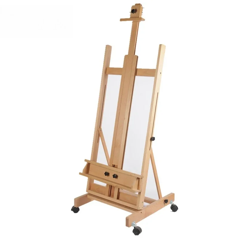 Beech wood raised floor oil painting easel Chinese painting large easel solid wood vertical real estate display stand