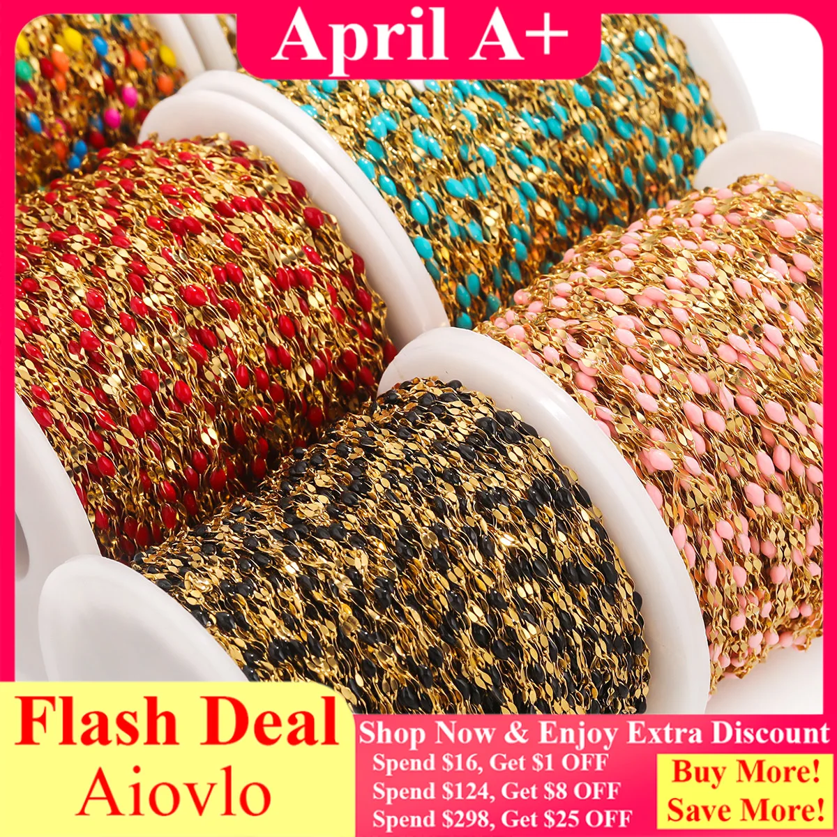 

2M Stainless Steel Tiny Colored Lips Enamel Gold Chain Rope Chains for Diy Jewelry Making Supplies Necklace Wholesale Craft