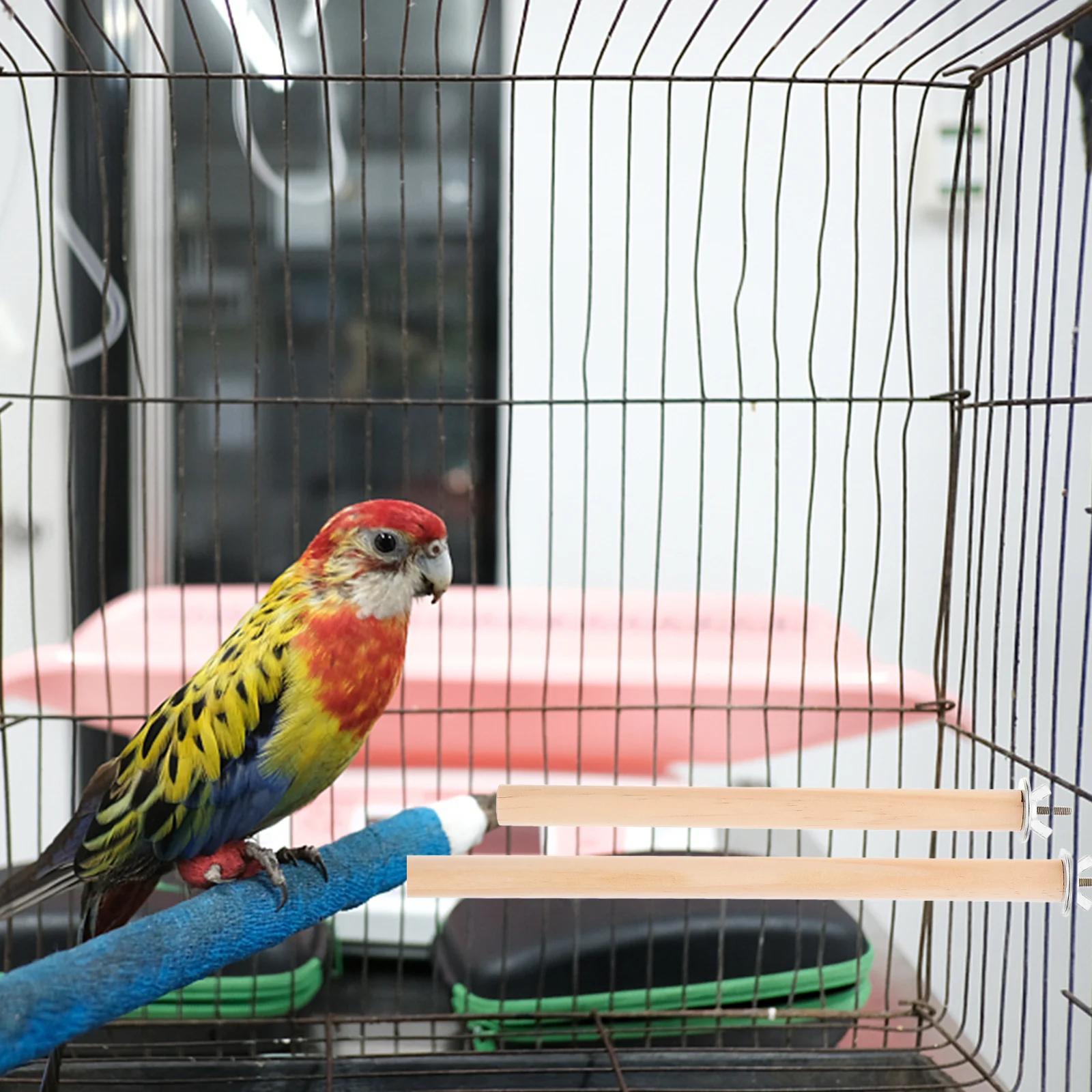 

4pcs Perches For Cage Parrot Stand Perch Adjustable Thickened Wood Sturdy Comfortable Play Resting Station Perches For Bird
