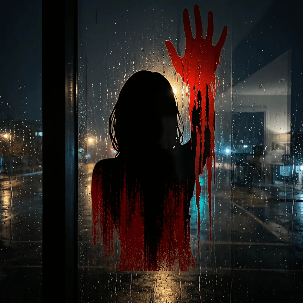 PVC Spooky Style Window Stickers Self-Adhesive Shadow Halloween Wall Decals Blood Scary Silhouette Cling Stickers Outdoor Use