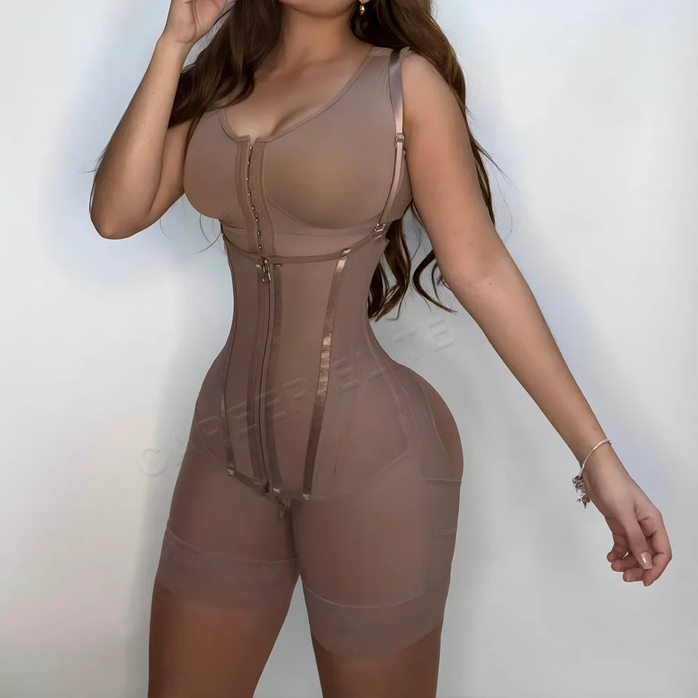 Full Faja High Compression Shapewear Bodysuits Push Up Breast Slimming Waist for Perfect Curve Steel Bones Support Waist Trainer