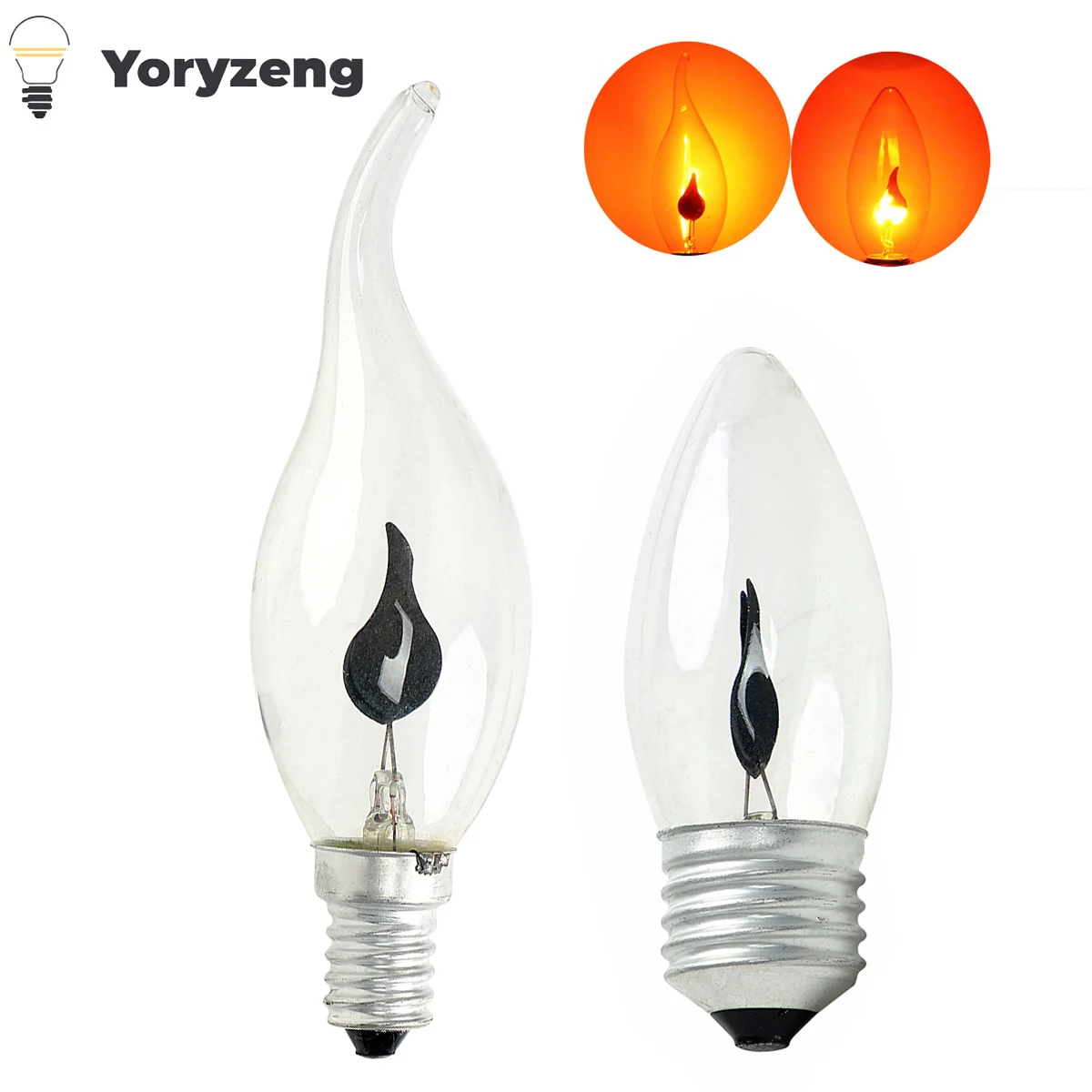 E14 E27 3W 220V LED Flame Tip Candle Simulated Nature Fire Flickering Light Filament Bulb Vintage Bar Pub Home Decor Lamp 240V