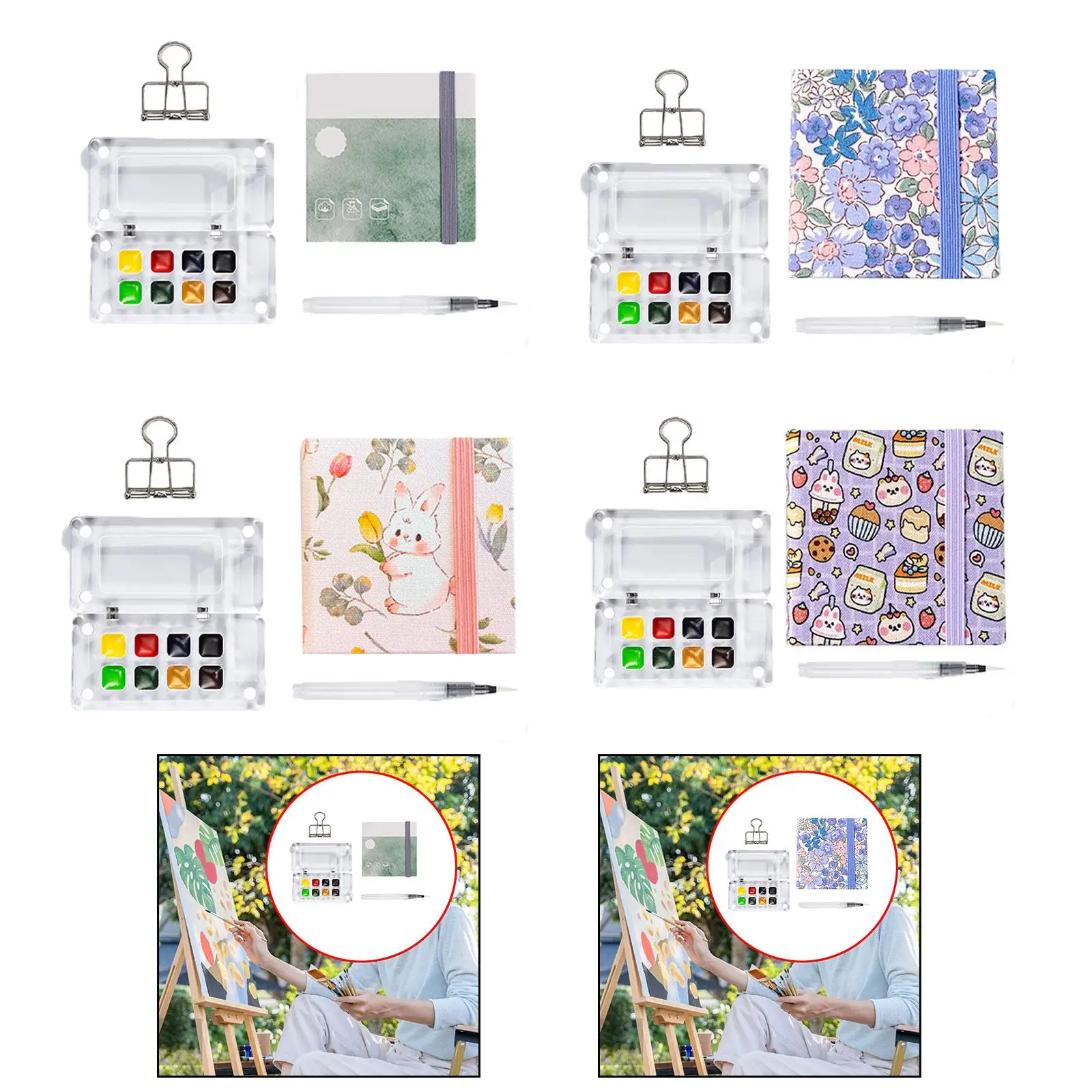 Watercolor Travel Art Paint Kit with Pens Portable Mini Watercolor Kit for Children Gift Lovers Gift Adults Beginner Family Gift