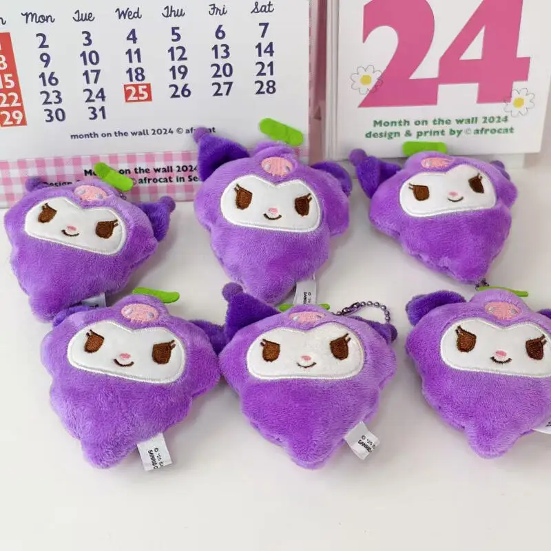 Kawaii Sanrio Kuromi Uva Frutta Simpatico Peluche Bambola Zaino Ciondolo Cartoon Giocattoli Portachiavi Ragazza Decorazione Anime Periferia Regali