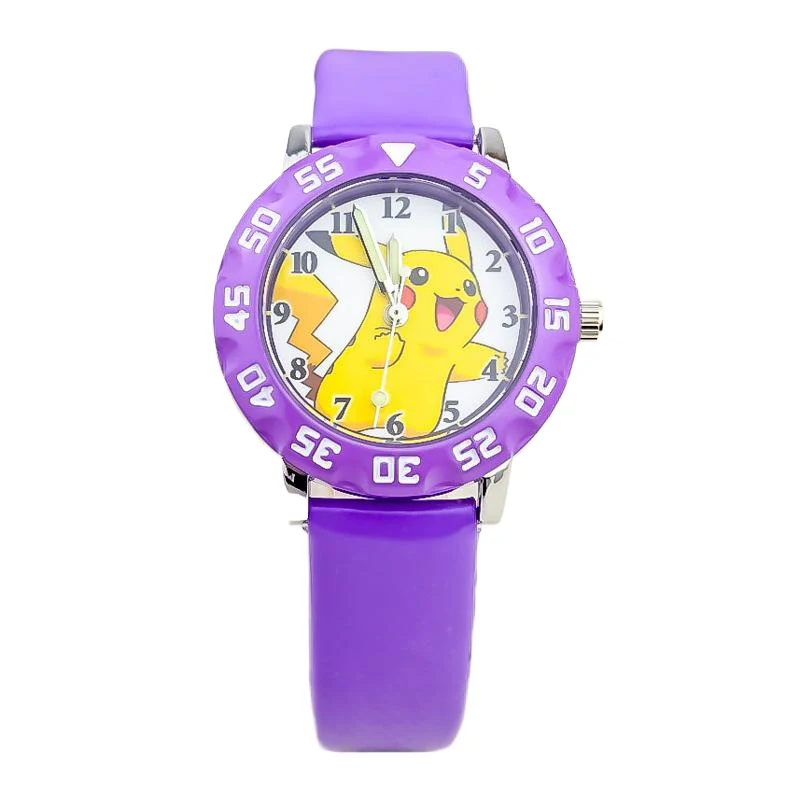 Miniso Anime Cartoon Pokemon Pikachu Runde Quarz Jungen Mädchen Student Uhr Nette Kinder PU Leder Gürtel Armbanduhr Weihnachten Geschenke