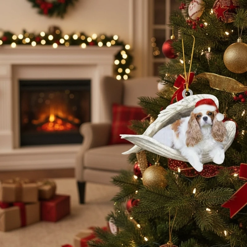 

Acrylic Sleep Dog Angel Figure Ornament Holiday Hanging Decoration For Car Interiors Festival Tree Home Decoration