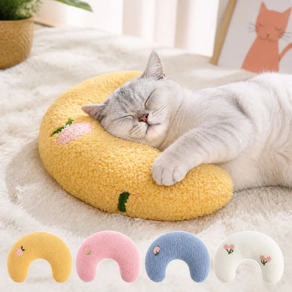 New U-Shaped Cat Pillow Fabric Neck Support Cat Sleeping Mat Soft Filling Moon Shape Pet Pillow Dog Resting