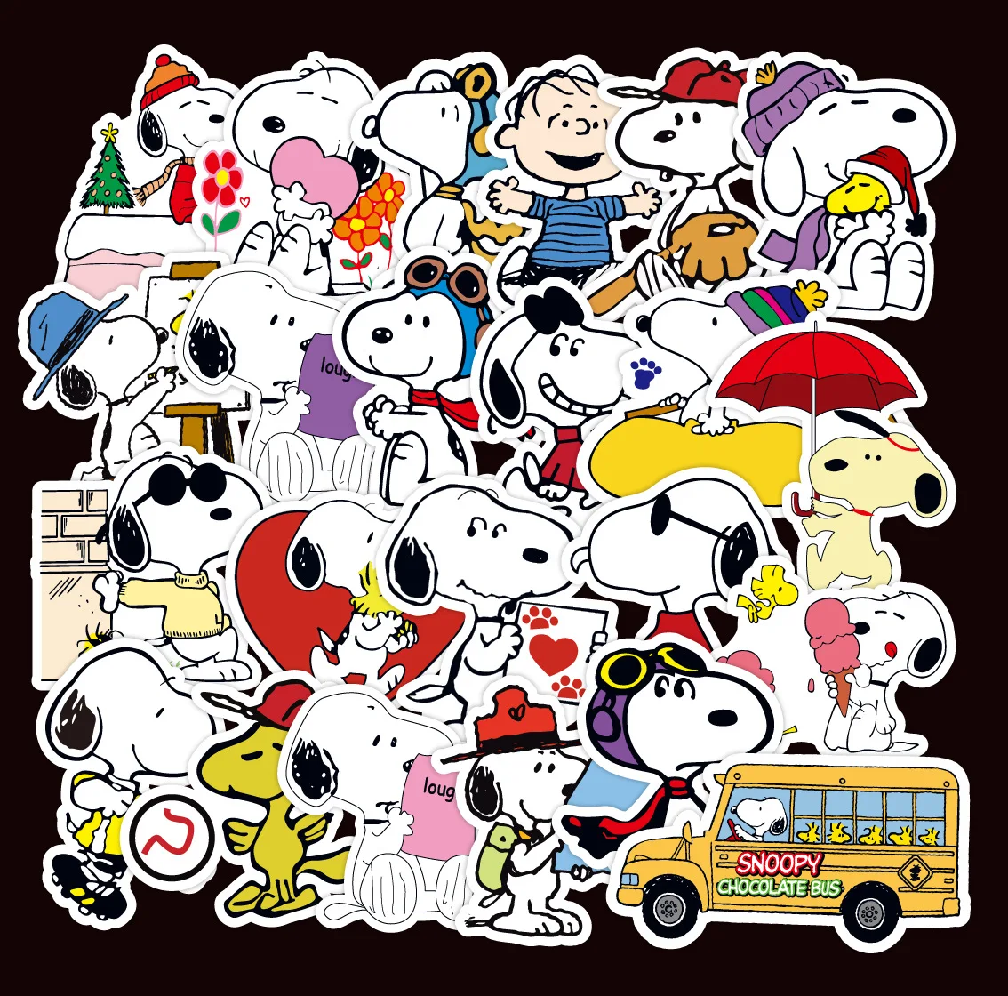 Classic Snoopy Sticker Cute Cartoon 50pcs Laptop Bottle Computer Kawaii Anime Puppy Waterproof Sticker Stationery Kids Gift Toys