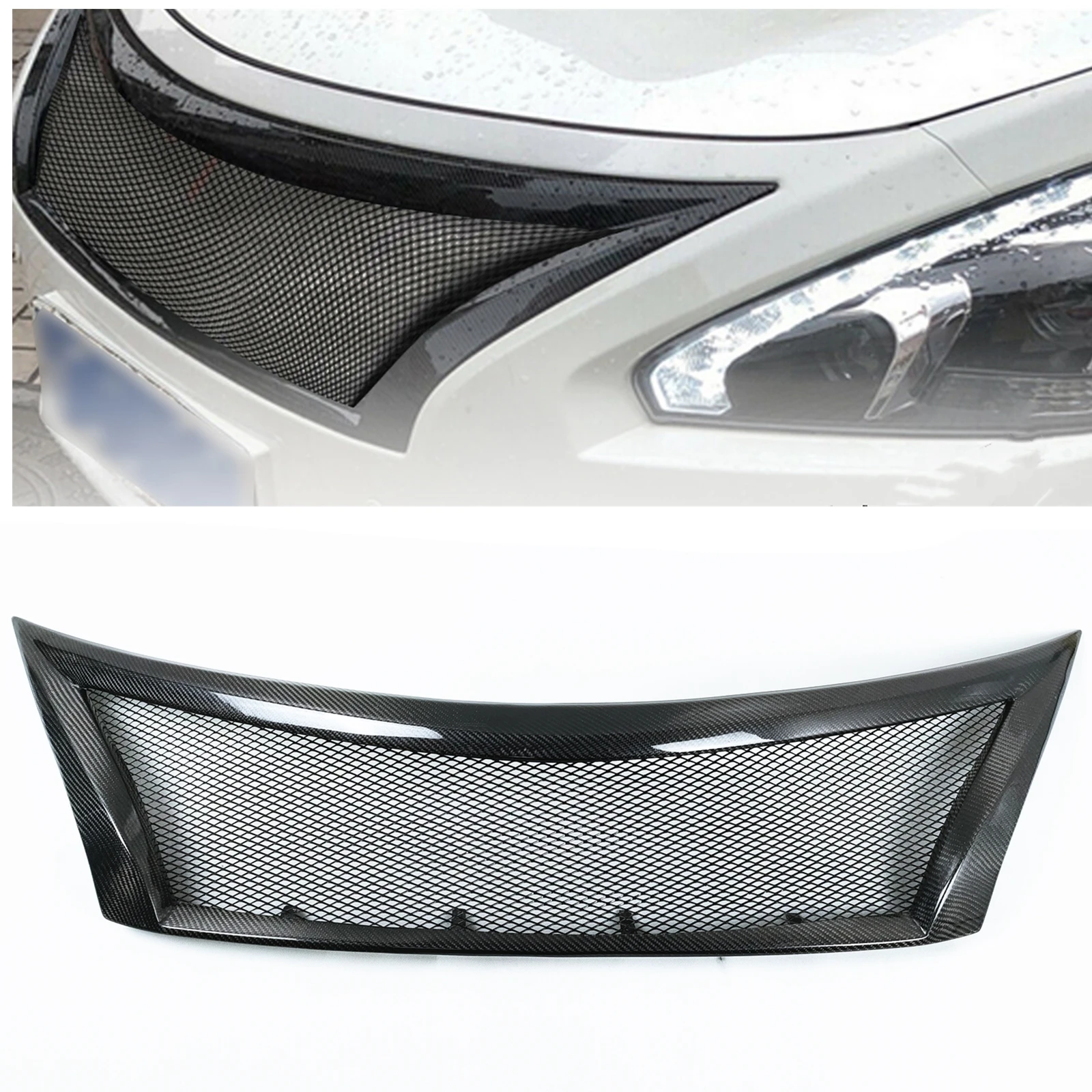 

Front Grille For Nissan Teana Altima 2013-2015 Real Carbon Fiber Car Upper Bumper Hood Mesh Body Kit Grid Grating Racing Grills