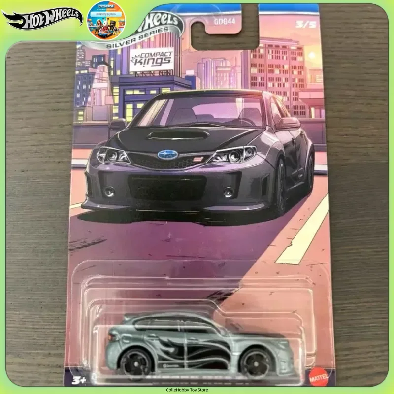 Hot Wheels Silver Series Compact Kings Subaru WRX STI Diecast Model, GDG44 1:64 Metal Chassis JDM Sports Car Collectible Hobby
