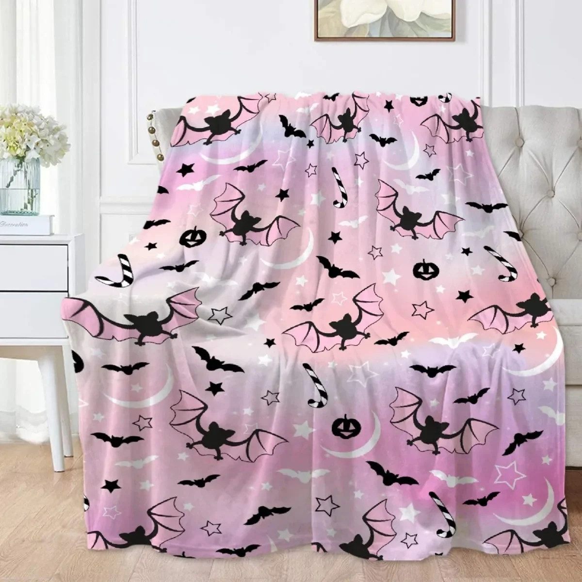 Koc na Halloween dla kobiet i mężczyzn, miękki i przytulny polarowy koc na kanapę, do salonu, na łóżko, dla dzieci, dziewcząt i chłopców.