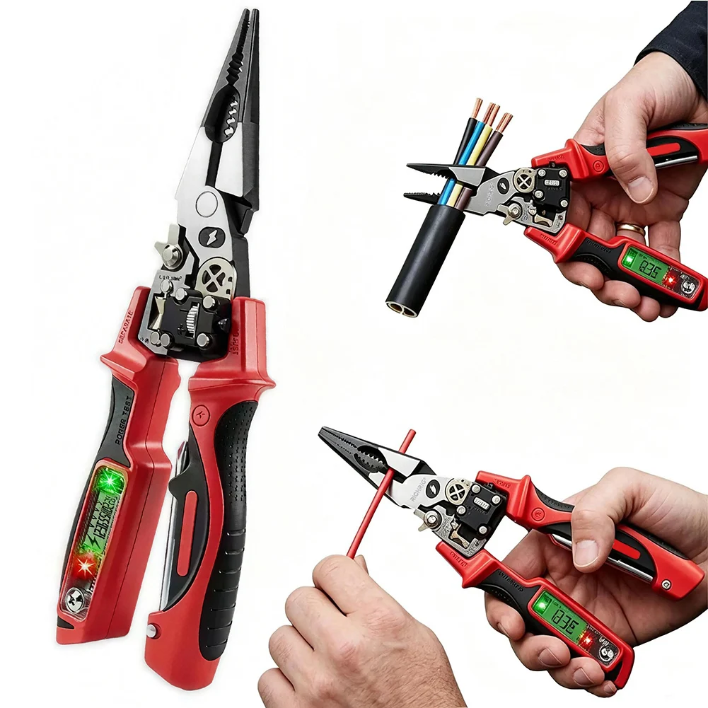 Wire Stripping And Cutting Plier Integrated Voltage Tester For Safe Work. Automotive Wiring Maintenance