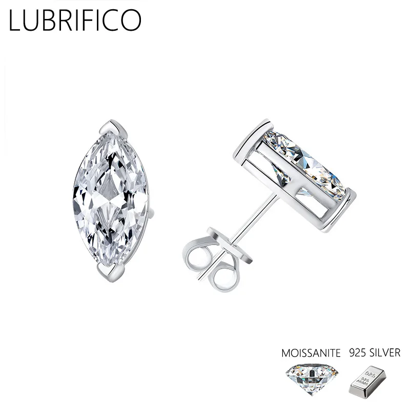 1.0-2.0ct D Color Moissanite Earring 925 Sterling Silver Lab-Grown Diamonds Oval Shape Ear Stud For Women Fine Jewelry Wedding