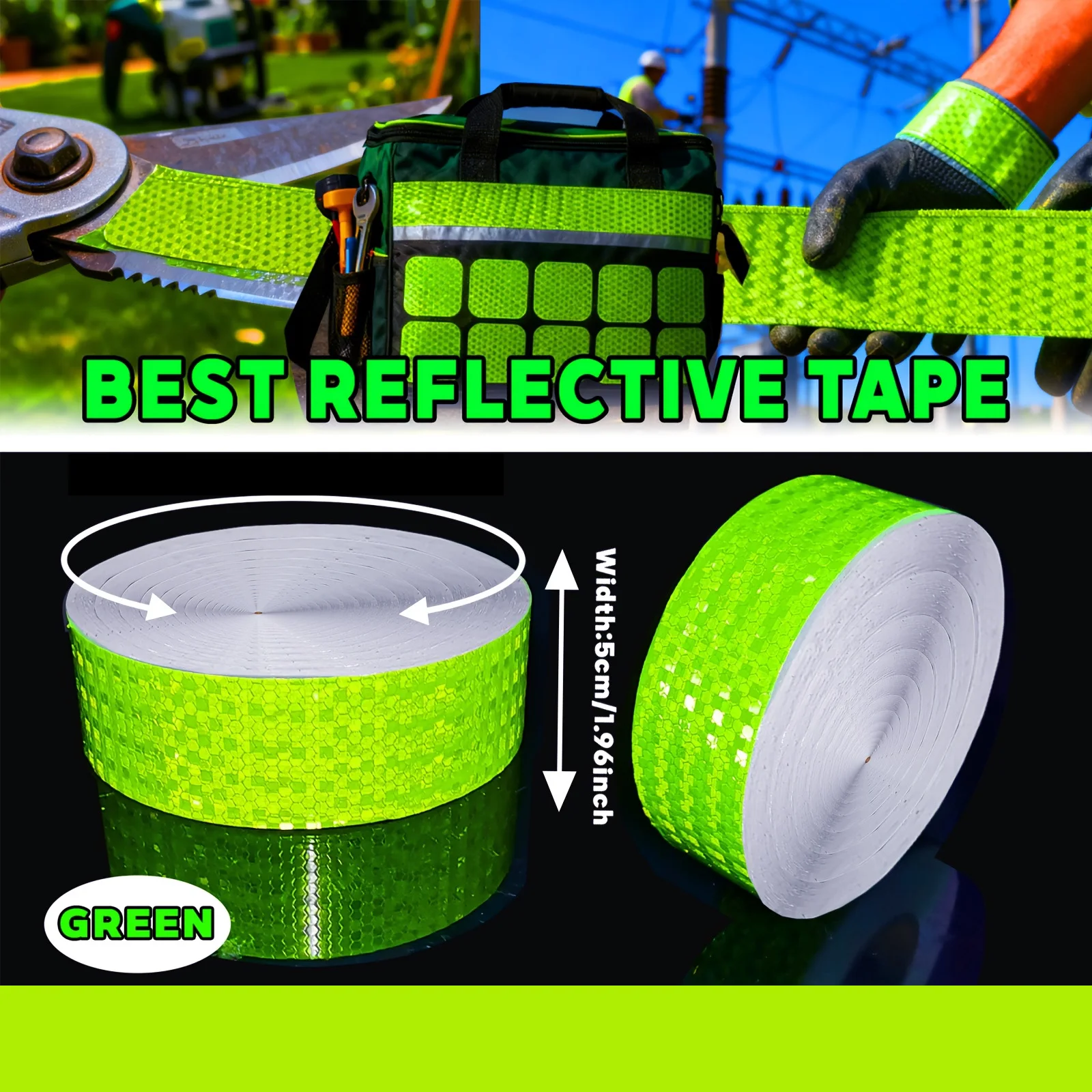1.96-inch Solid Color Reflective Safety Marking Tape With Durable Adhesive Backing For Road, Construction Area