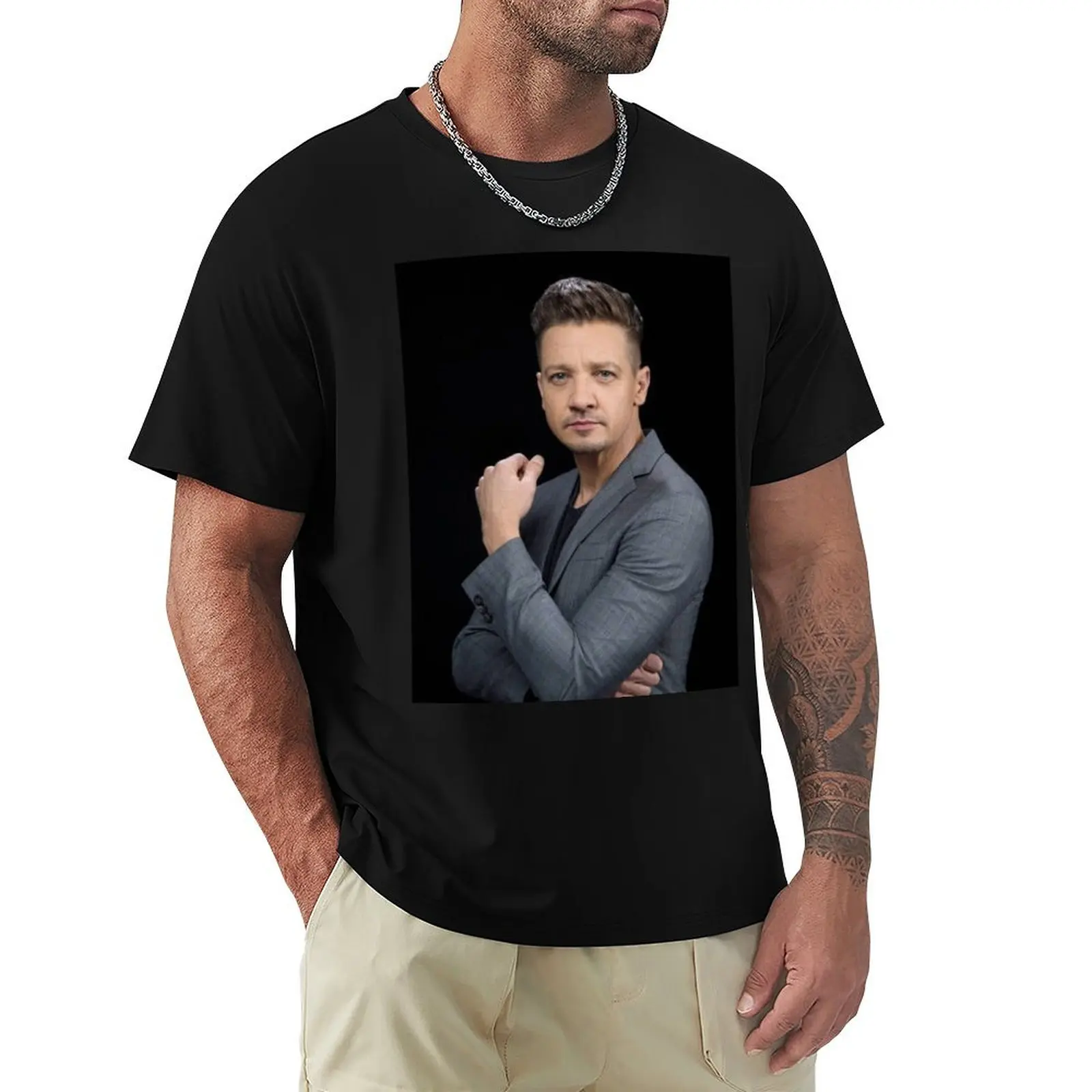 Jeremy Renner T-Shirt Casual Fashion Short Sleeve Cotton T-Shirt
