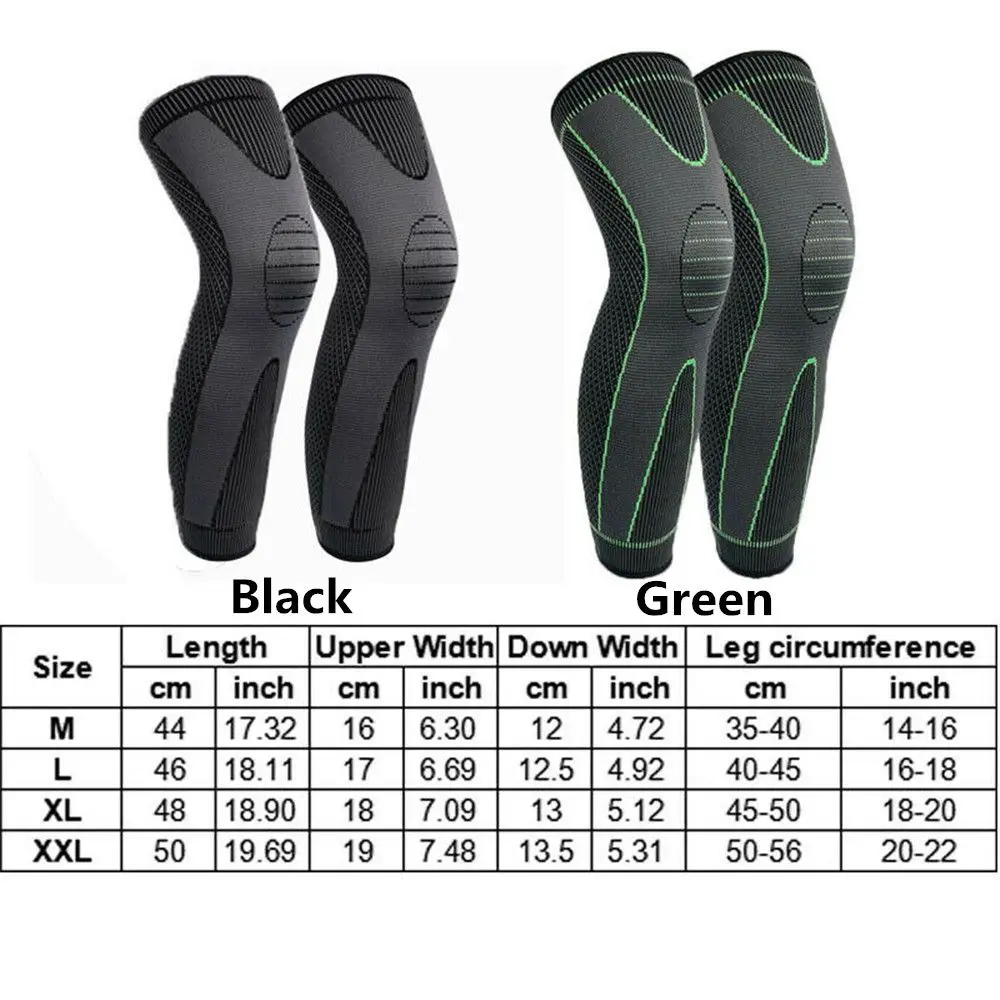 Unisex Knee Support Brace Compression Long Full Legs Sleeve Arthritis Running Gym Sport Fitness Compression Sleeves Knee Pads