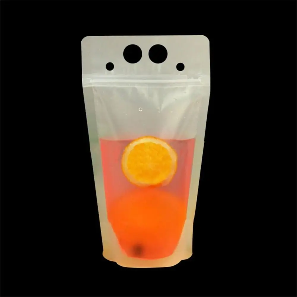 50Pcs  Juice Coffee Drinks Kitchen Vertical Seal Pouches Frosted Disposable Reclosable for Party