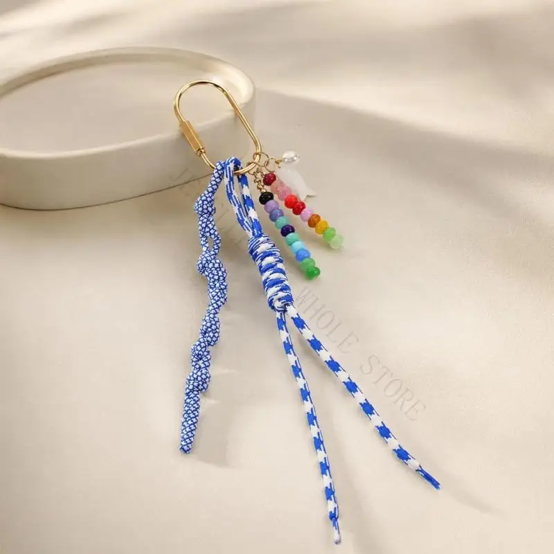 R7UF Hand-Braided Hanging Charm with Clasp for Bags Keys and Zippers