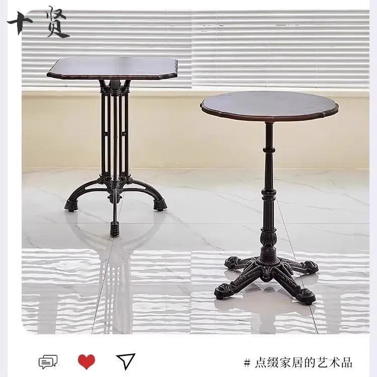 Retro cafe table and chair Solid wood dining table Western food bar Noodle shop milk tea dessert shop square table