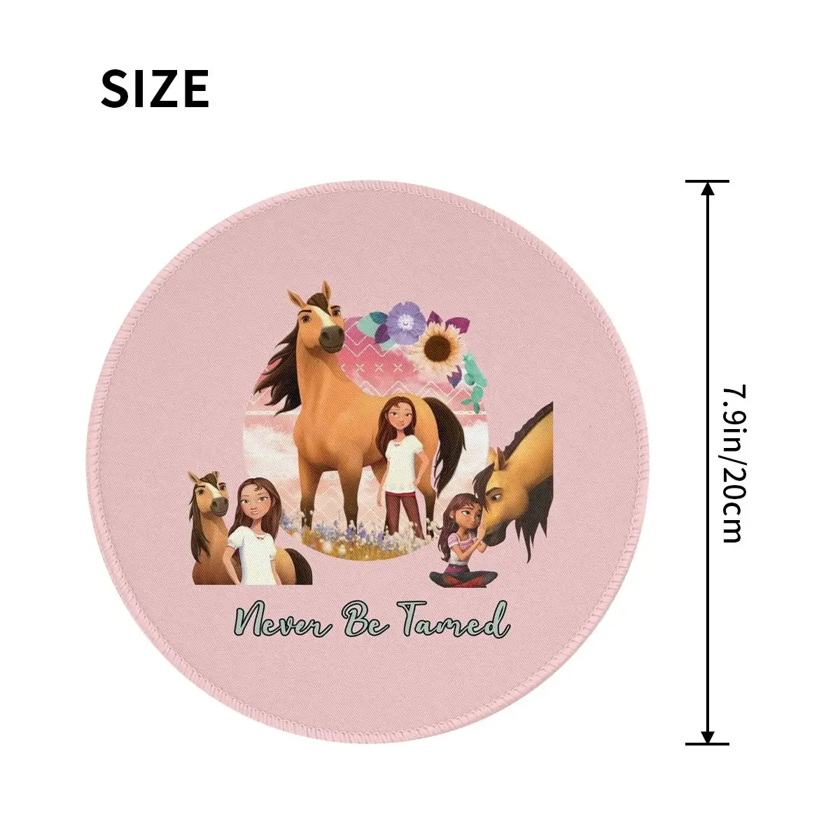 Never Be Tamed Spirit Riding Free Round Mouse Pad Computer Keyboard Mouse Mat Gamer Laptop DeskMat Office Accessories Table Mats