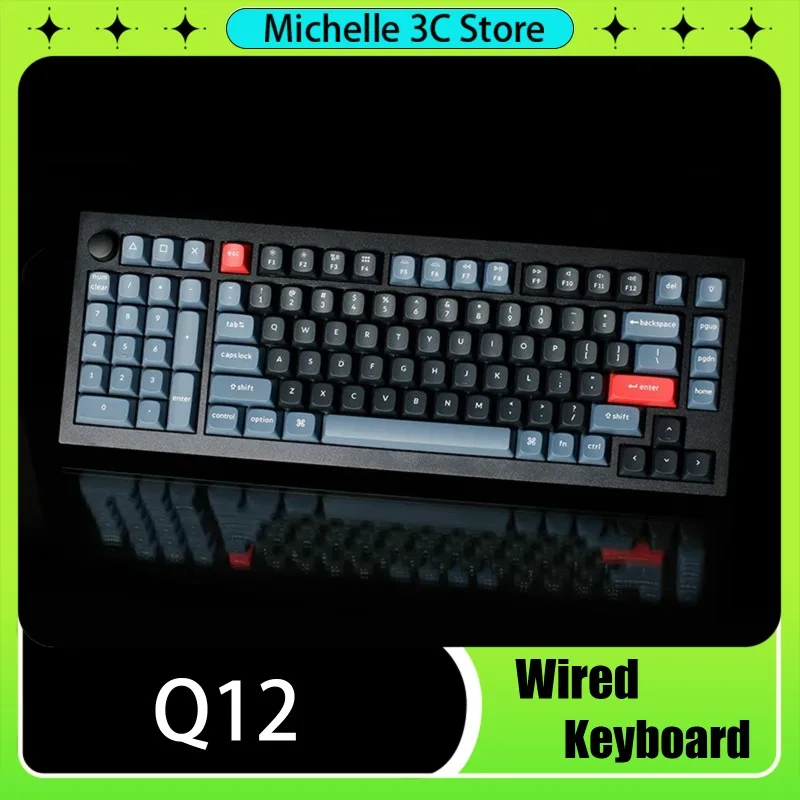 

Q12 QMK Knob Fully Assembled Custom Mechanical Left Hand Keyboard Type-C Wired Southpaw Design Double-Shot OSA Aluminum Game