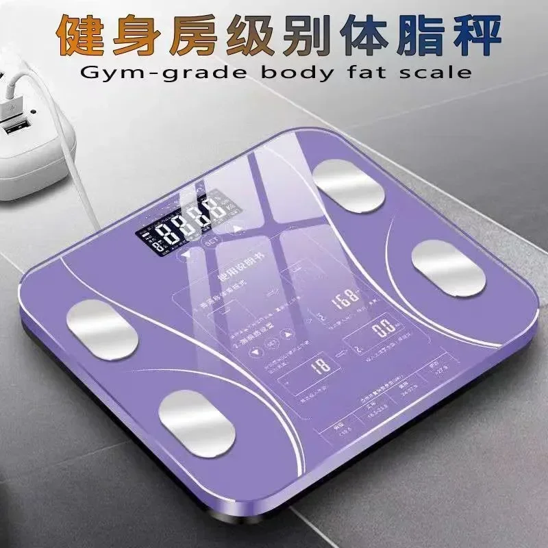 Body Fat Scale USB Charging Smart Wireless Digital Bathroom Weight Scale Body Composition Analyzer With Smartphone App Bluetooth