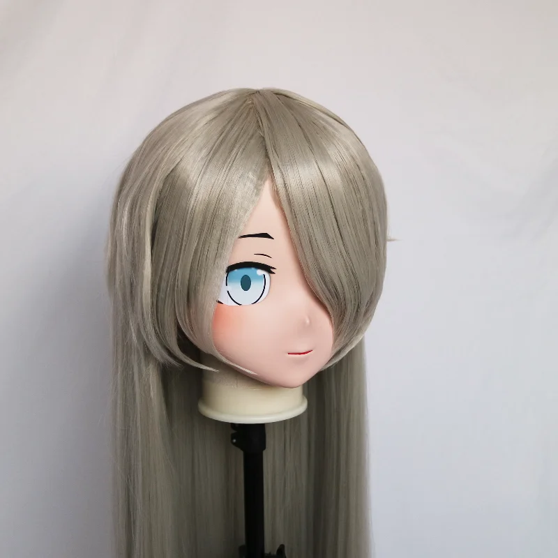 (B14) Maschera per la testa personalizzata fatta a mano con guscio posteriore Crossdressing Silicone Anime Touhou Progetto Reiuji Utsuho Kigurumi Maschera Cosplay