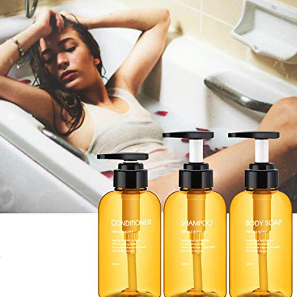 ขวดปั๊มสีน้ำตาลขนาด 500 มล. 3 ชิ้น ความจุขนาดใหญ่ ใช้ซ้ำได้ สำหรับใส่โลชั่น อิมัลชั่น เหมาะสำหรับการเดินทาง ใช้ในบ้าน ตั้งแคมป์ หรือแบ่งบรรจุ