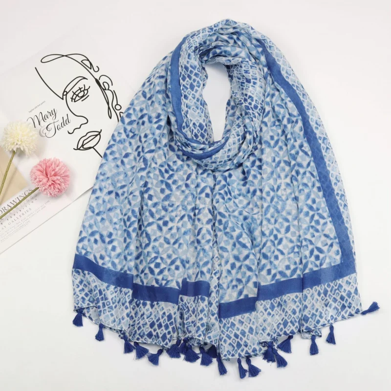 

-Заказ заводских продаж, красочный золотой длинный шарф с подвесной бородой Юань, весенне-летний шарф, хлопковый шарф