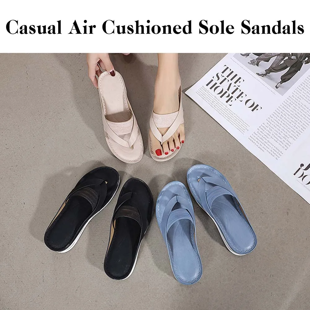 Solid-Color Wedges Flip-Flops With Soft Sole Lightweight Non-Slip Beach Shoes For Outdoor Wear