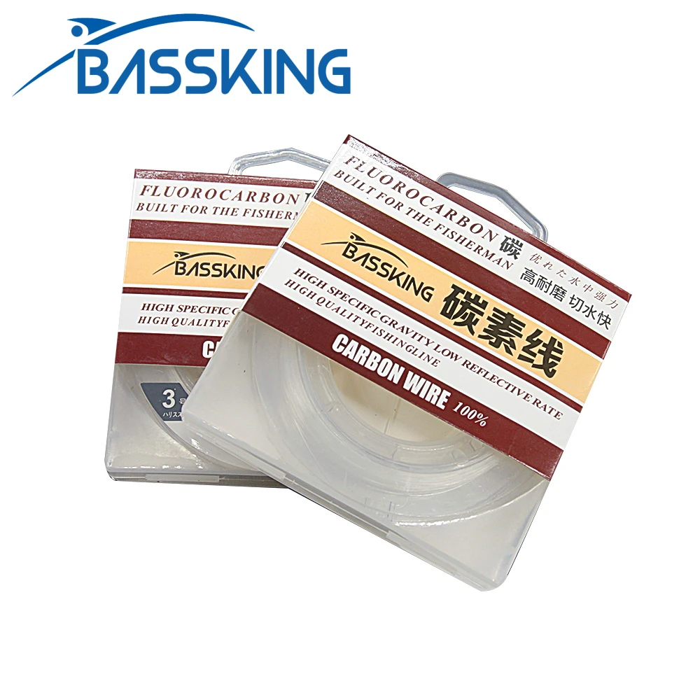 

BASSKING 1#-10# 50m 100m Fluorocarbon Line High Strength Sinking Wire Leader Carbom Fiber Fly Fishing Line Monofilament Pesca