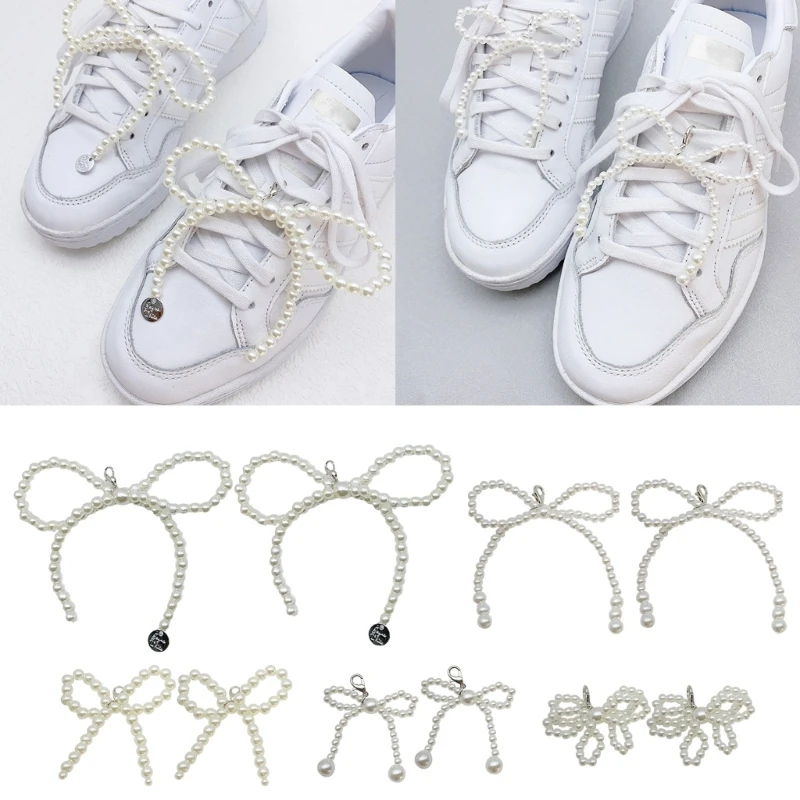 

2Pcs Fashion Shoe Decoration Lovely Beaded Bowknot Pendant Metal Snap Hook Shoe Buckle Ornament Women Handbag Backpack Keychain