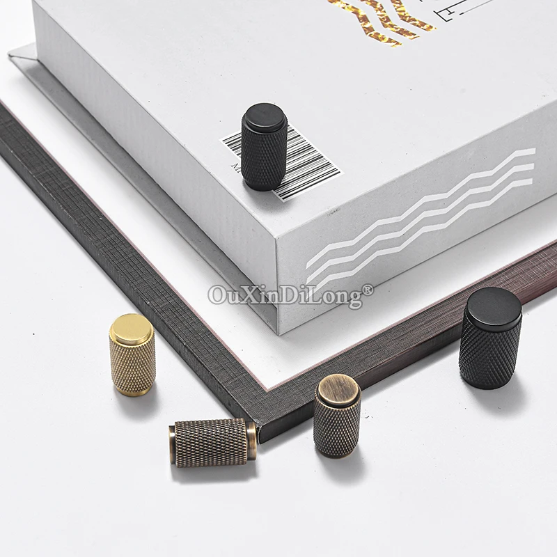Retro 10PCS Solid Brass Knurled Furniture Pulls Handles Drawer Knobs Cupboard Wardrobe Closet Dresser Cabinet Pulls Knobs