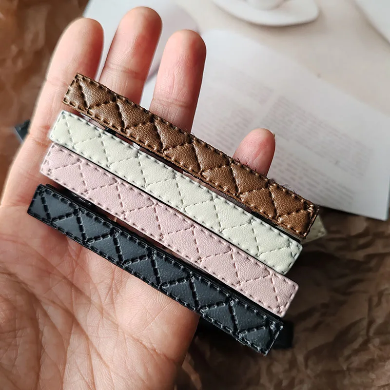 2pc Retro PU Plaid Vintage Hair Side Clips Hairpin for Women Girls Children Headband for Hair Accessories Headwear Ornament