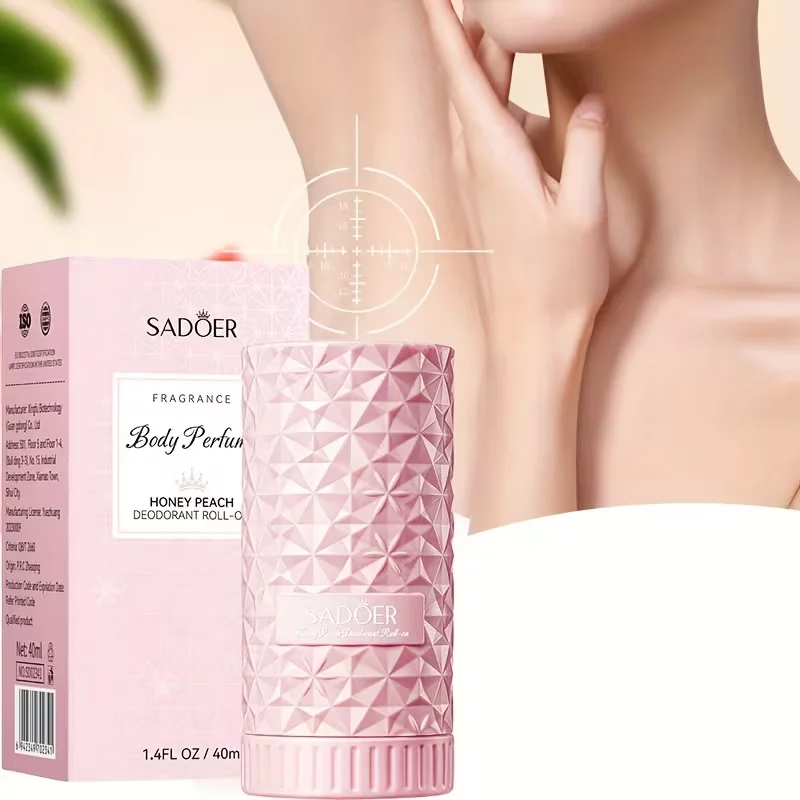 

40ml Peach Extract Body Perfume Roll-on Deodorant Long Lasting Fragrance Underarm Odor Control For Men Women Summer Fresh