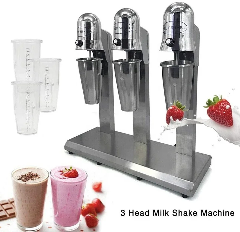 3 Head Commercial Milkshake Machine Stainless Steel Mixing Cup Drink Mixer Ice Cream Maker