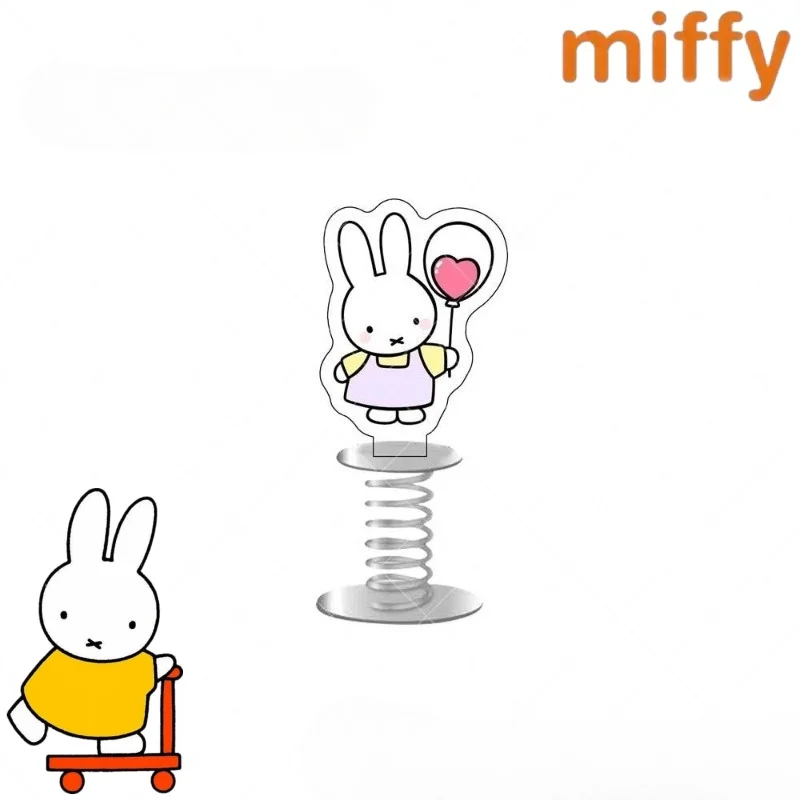 Nouveau support décoratif créatif en acrylique Miffy Lapin, motif dessin animé mignon et tendance, pour voiture et bureau, avec shaker à ressort
