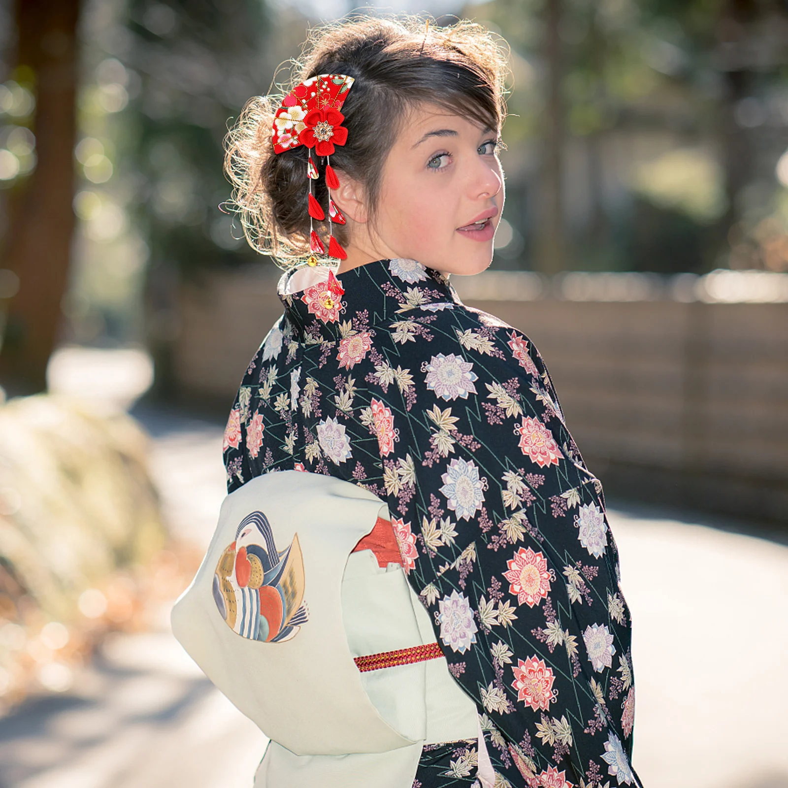 

1pc Tassel Hair Clip Japanese Style Kimono Accessories Floral Hairpin Lightweight For Kimono Yukata Outfit Match Hair