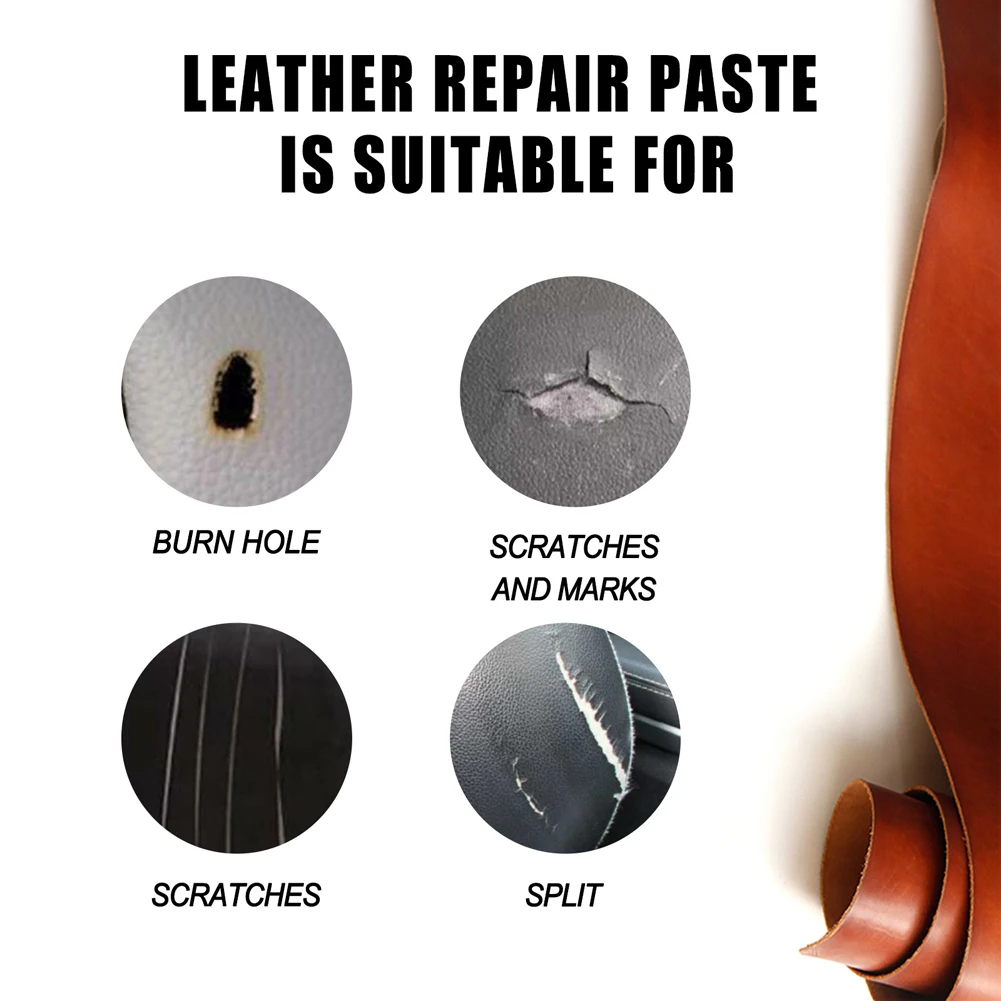 60ml Leather Filling Paste Leather Filler Repair Car Repair Scratches Cracks Sofa Seat Leather Complementary Refurbishing Cream