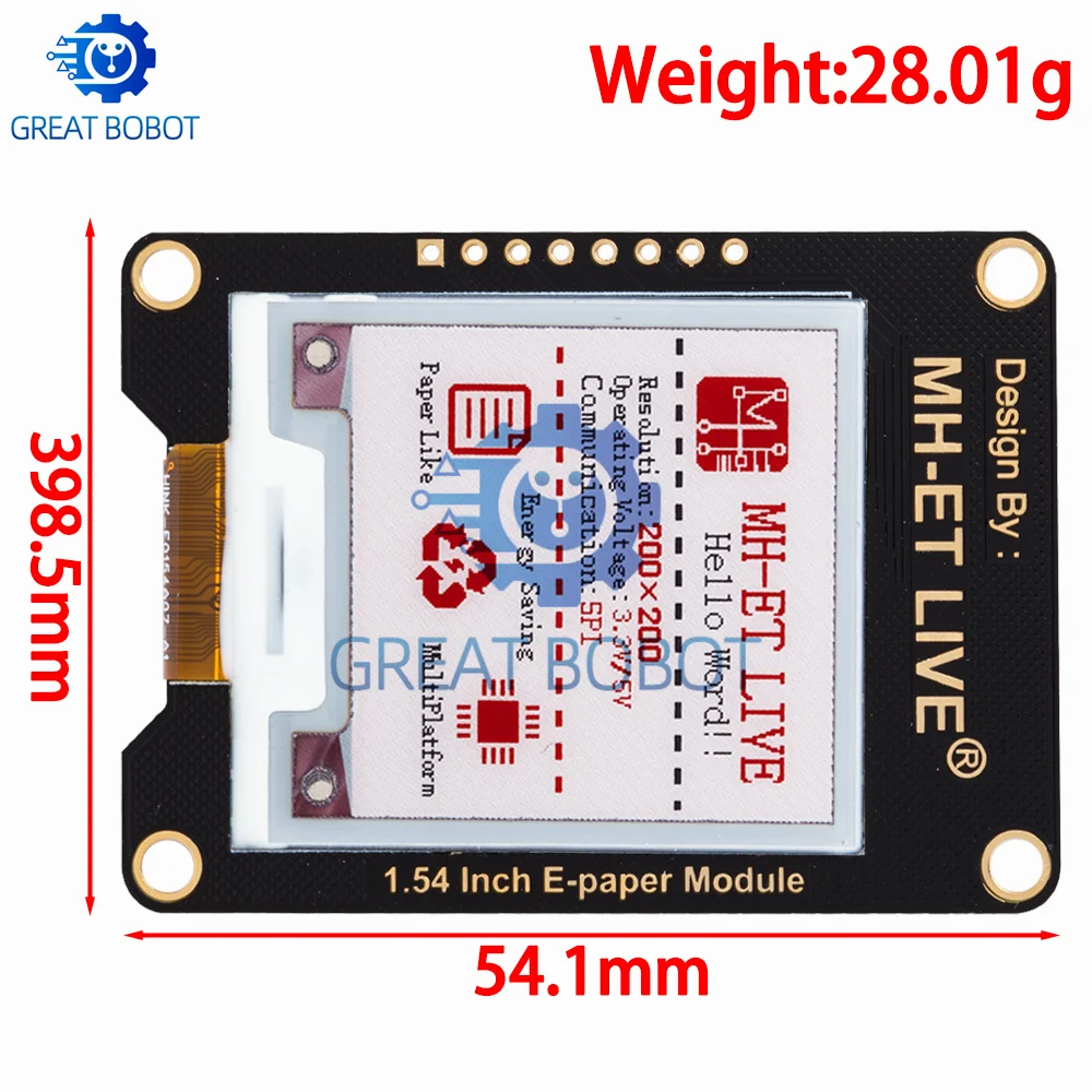 MH-ET LIVE 1.54 Inch Epaper Module E-paper E-Ink EInk Display Screen SPI Support Global/Part  For Arduino STM raspberry pi ESP32