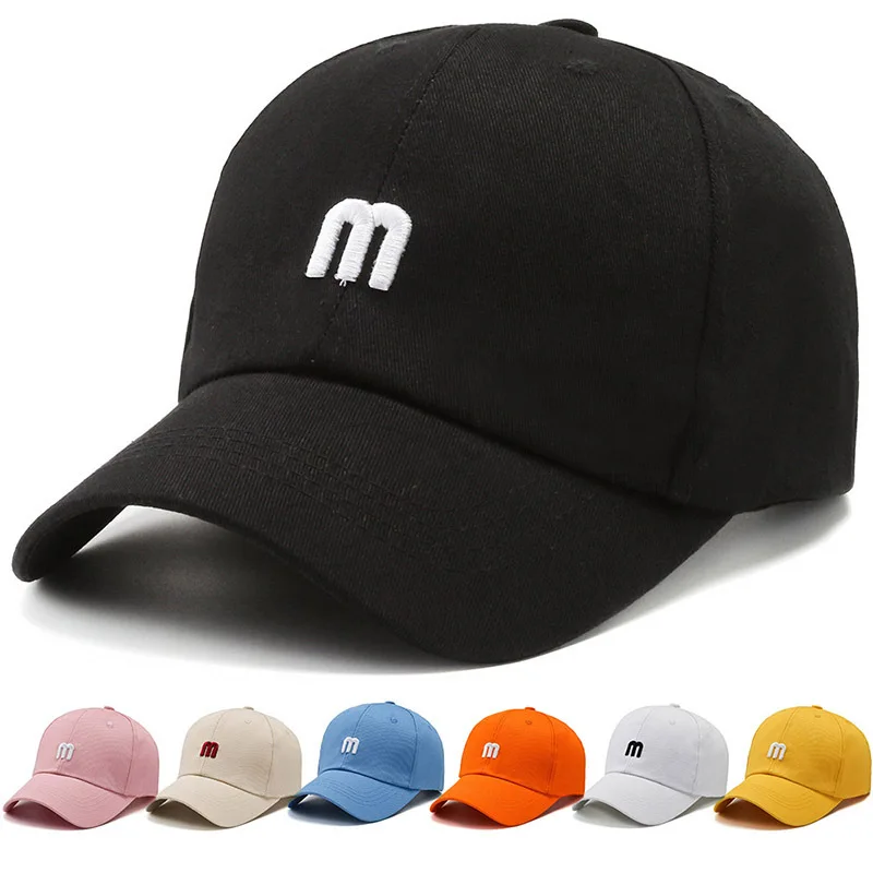 Bonés de beisebol de viagem ao ar livre ajustável para homens kpop carta m bordado viseira de sol chapéu de pai masculino snapback bonés de pico