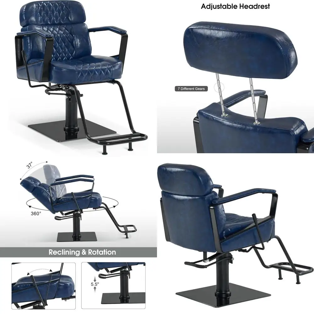 كرسي حلاقة كلاسيكي مع مضخة هيدروليكية بسعة 440 رطل وكرسي يدوي لمصففي الشعر وصالونات التجميل #1