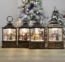 Lighted Christmas Snow Globe Lantern Battery Operated LED Night Light With Hook Christmas Tree Ornaments Gift Ideas