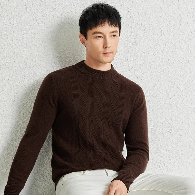 

Thick 100% Cashmere Wool Jumper Mens Autumn & Winter Warm Casual O-Neck Sweater Pullover Sheep Wool Knit Clothes