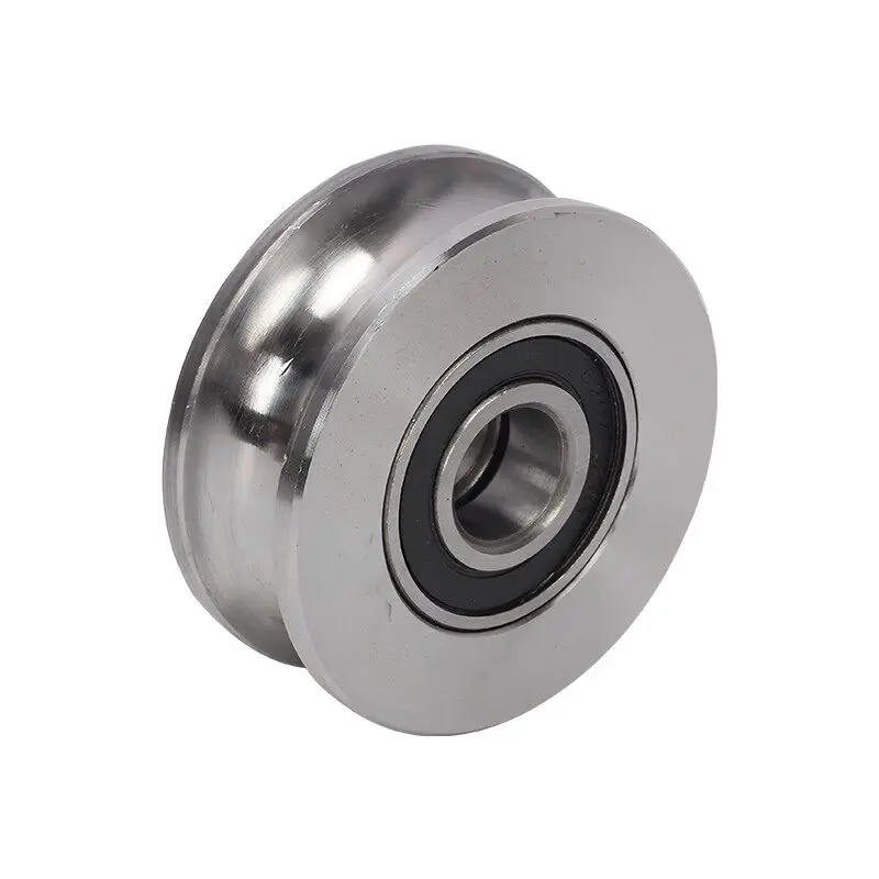 45# Steel U Groove Wire Rope Pulley, Sliding Gate Round Tube Guide Wheel, Channel Steel Track Elbow Wheel