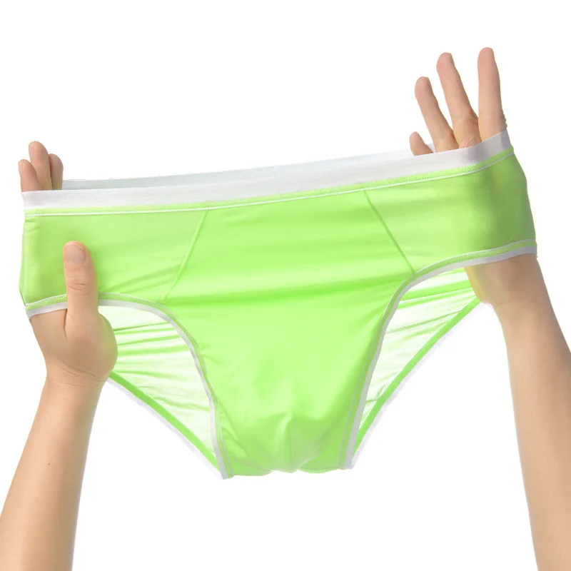 Ice Silk Sexy Underwear Men Briefs  Breathable Underpant Summer Casual Calzoncillos Hombre Slips Male Panties