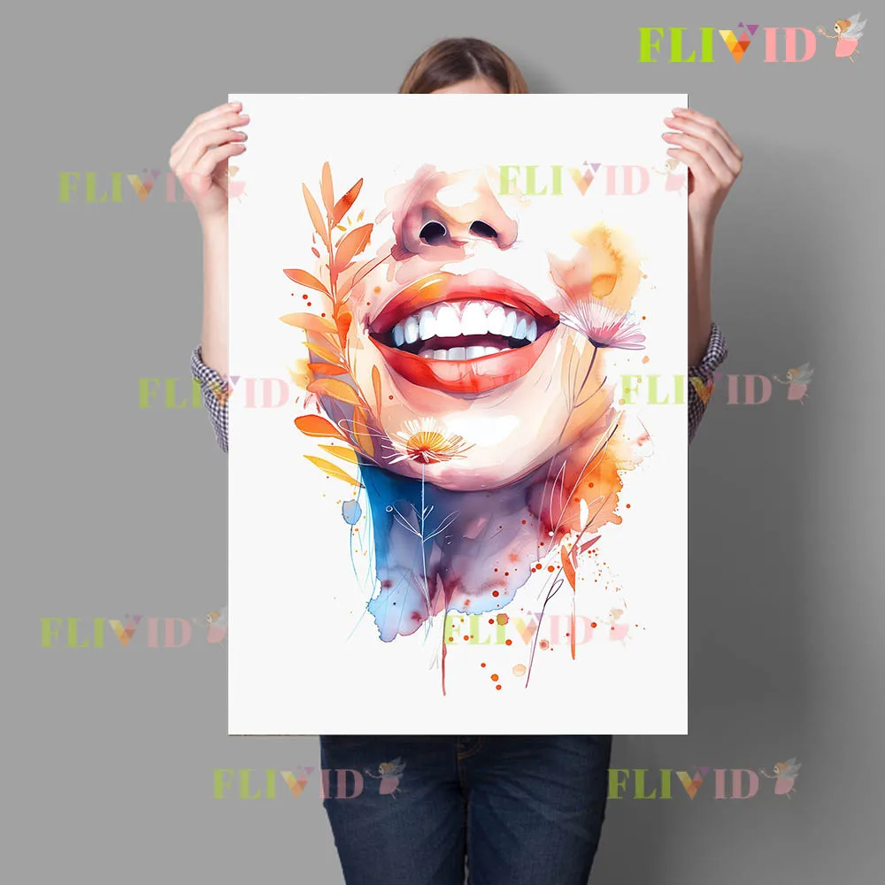 Watercolor Tooth Anatomy Canvas Painting,Floral Dental Art Wall Art, Colorful Dentistry Print,Dental Clinic & Office Decor