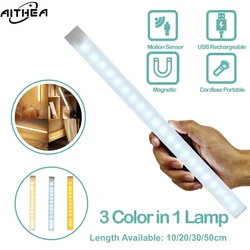 AITHEA Motion Sensor LED Night Light Type C Rechargeable Induction Lamp for Wardrobe Bedside Cabinet Wireless Led Strip Tube