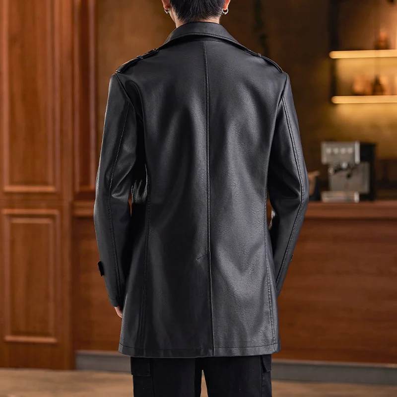 

Осенняя модная одежда, деловая повседневная кожаная куртка высокого класса, мужские кожаные куртки, наряды на выход, искусственный бомбер, зимнее пальто