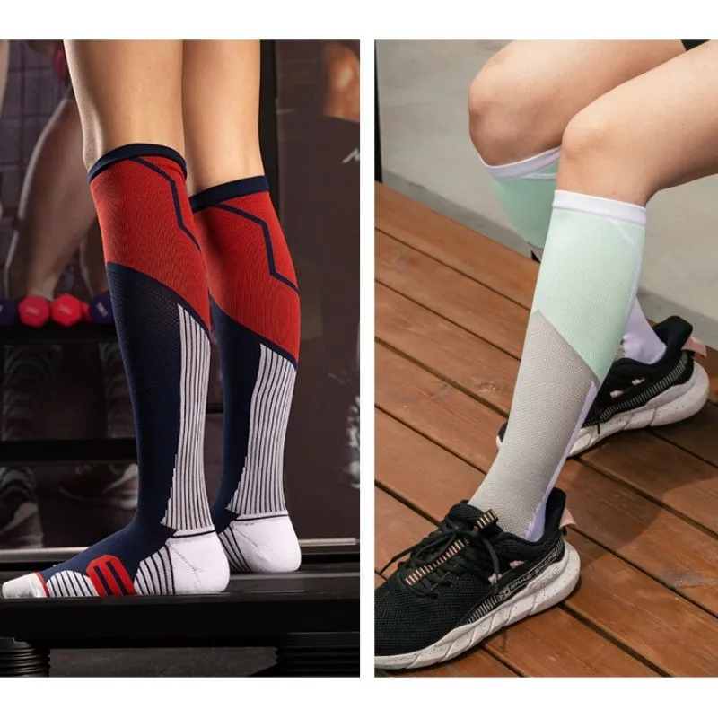 1Pair Men\'s Stretch Compression Cycling Socks Long Bag Trend Personalized Stockings Nylon Men Women\'s Absorbent Pressure Socks
